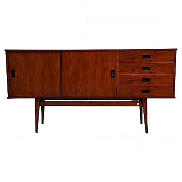 Teak sideboard with drawers and sliding doors, 1960s