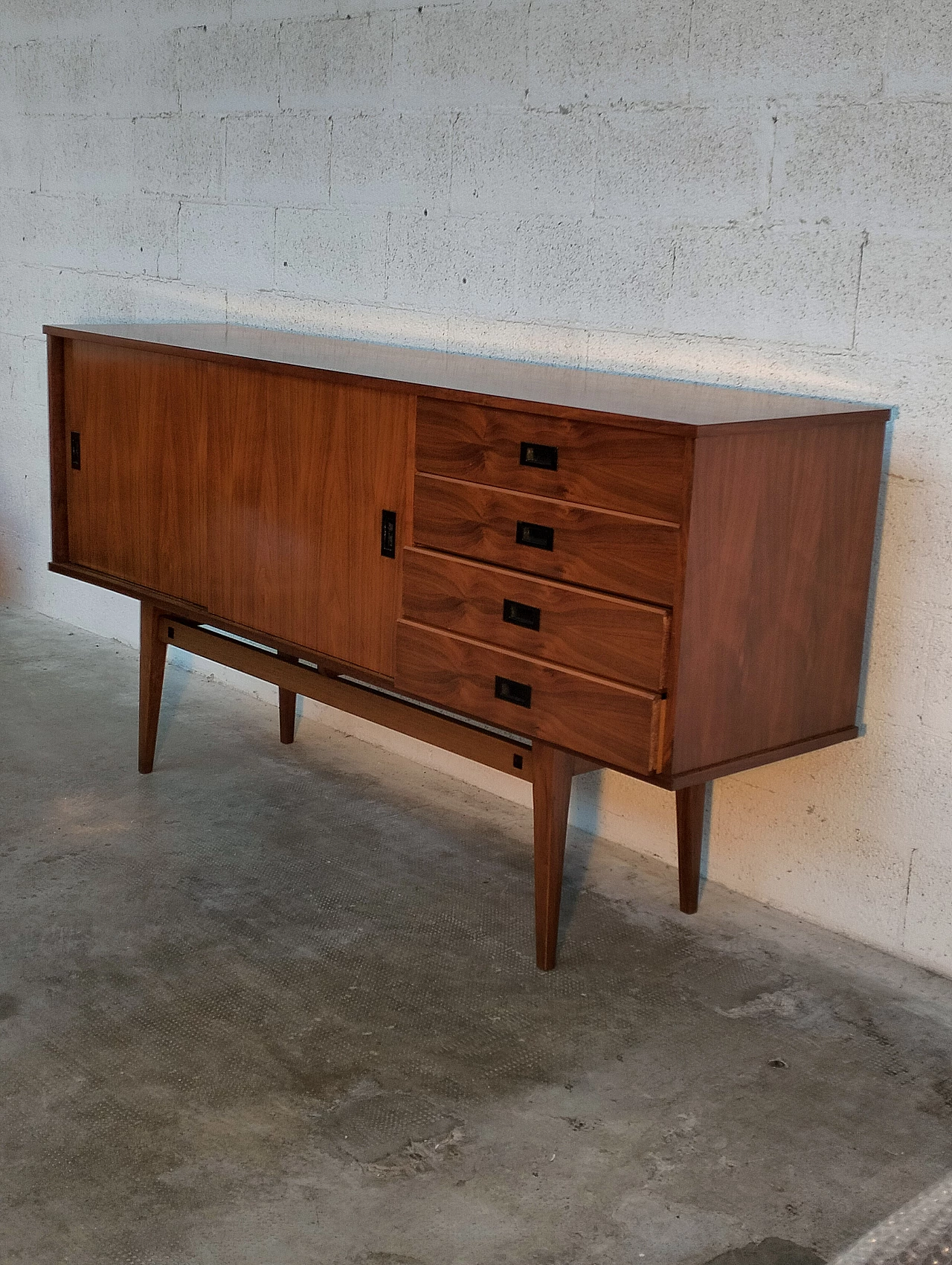 Teak sideboard with drawers and sliding doors, 1960s 12