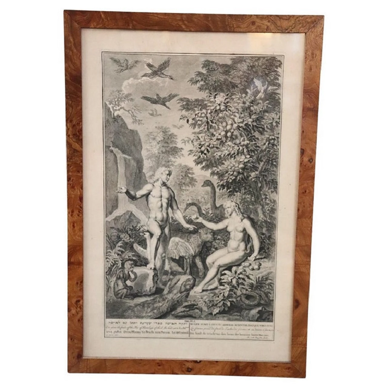 Gerard Hoet, Adam and Eve, copper engraving, 17th century 1