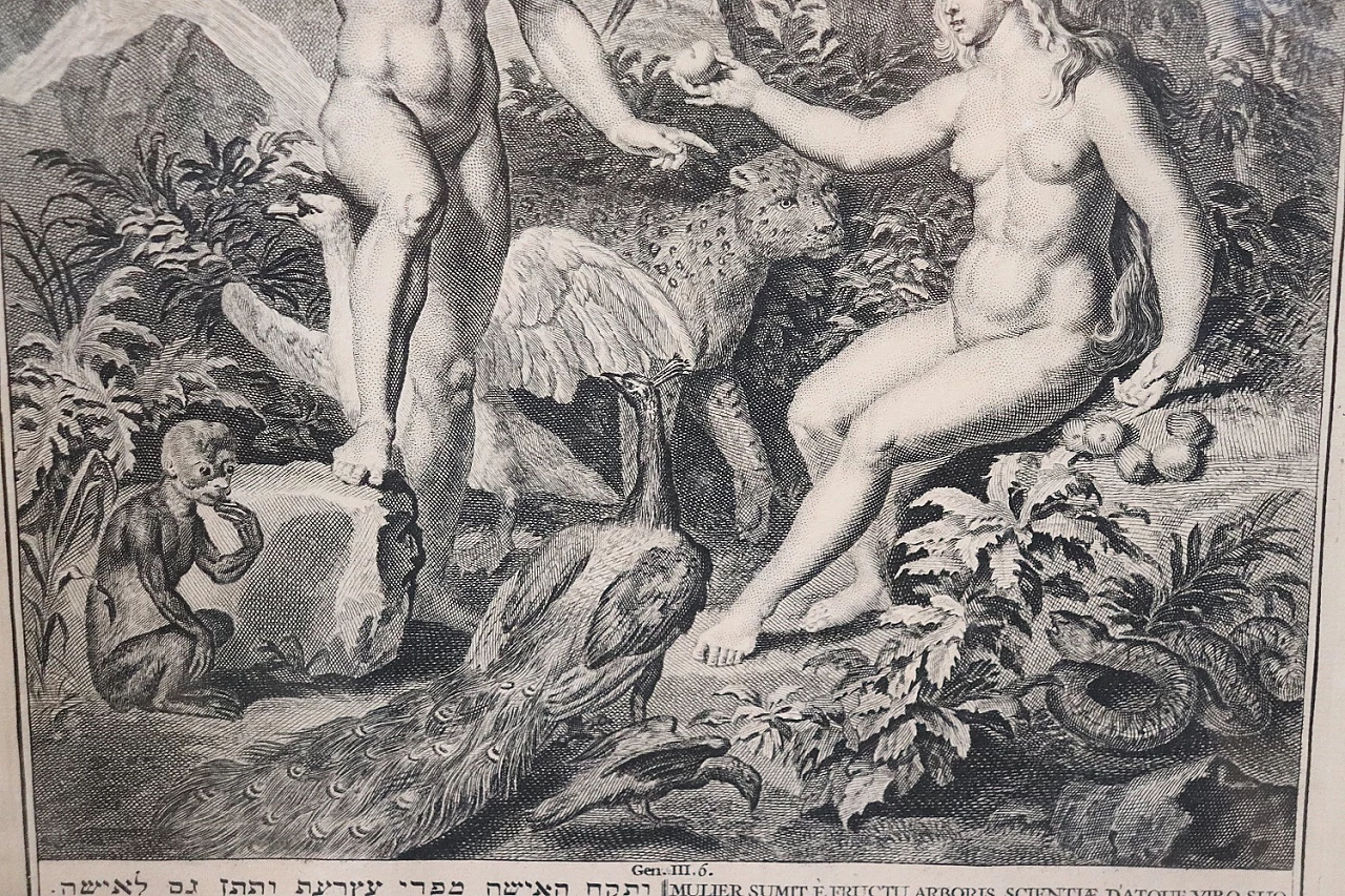 Gerard Hoet, Adam and Eve, copper engraving, 17th century 4