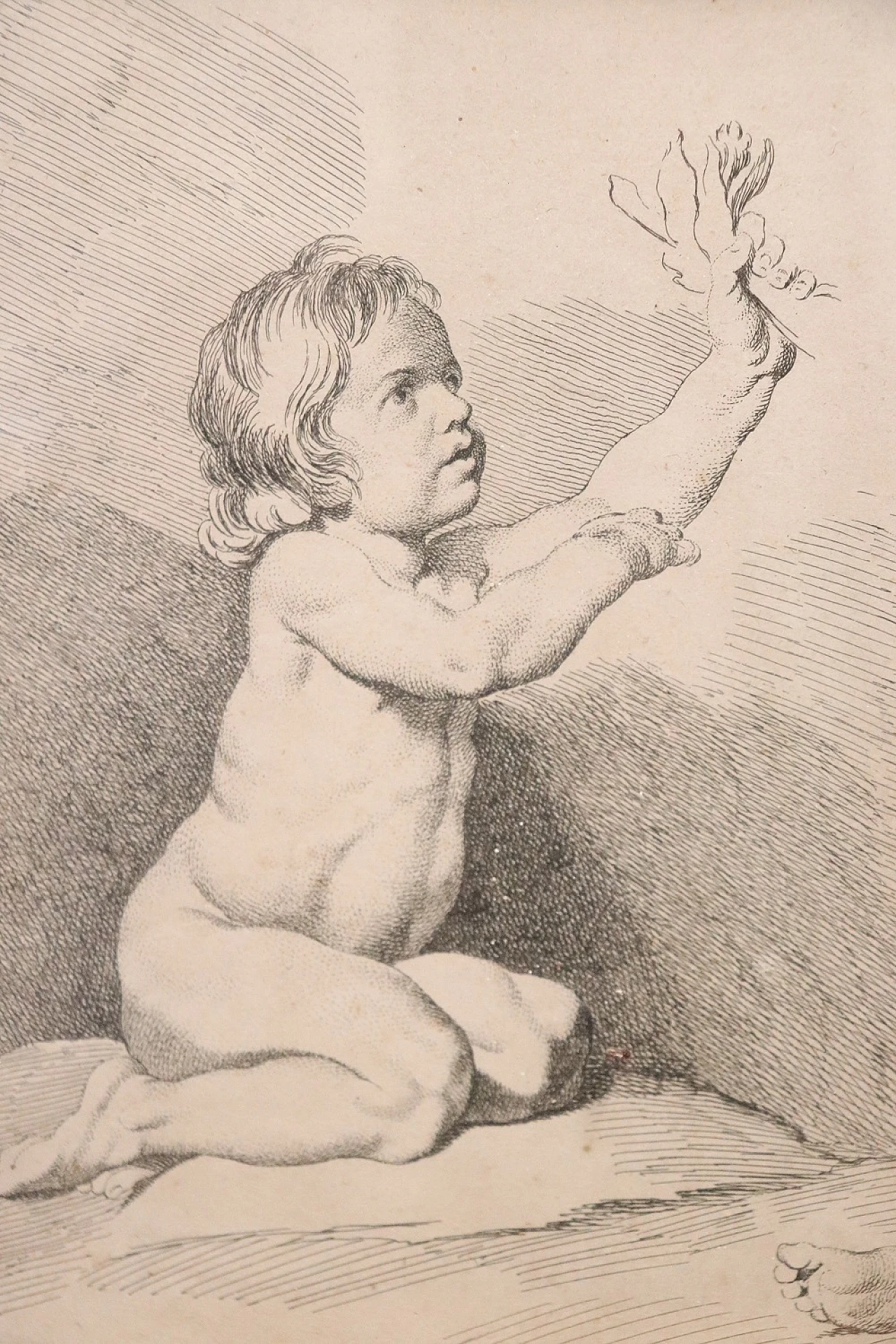 Edmé Bouchardon, pair of children, copper engraving, 18th century 3