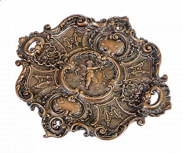 Bronze plate with Cupid and Neoclassical rim decoration