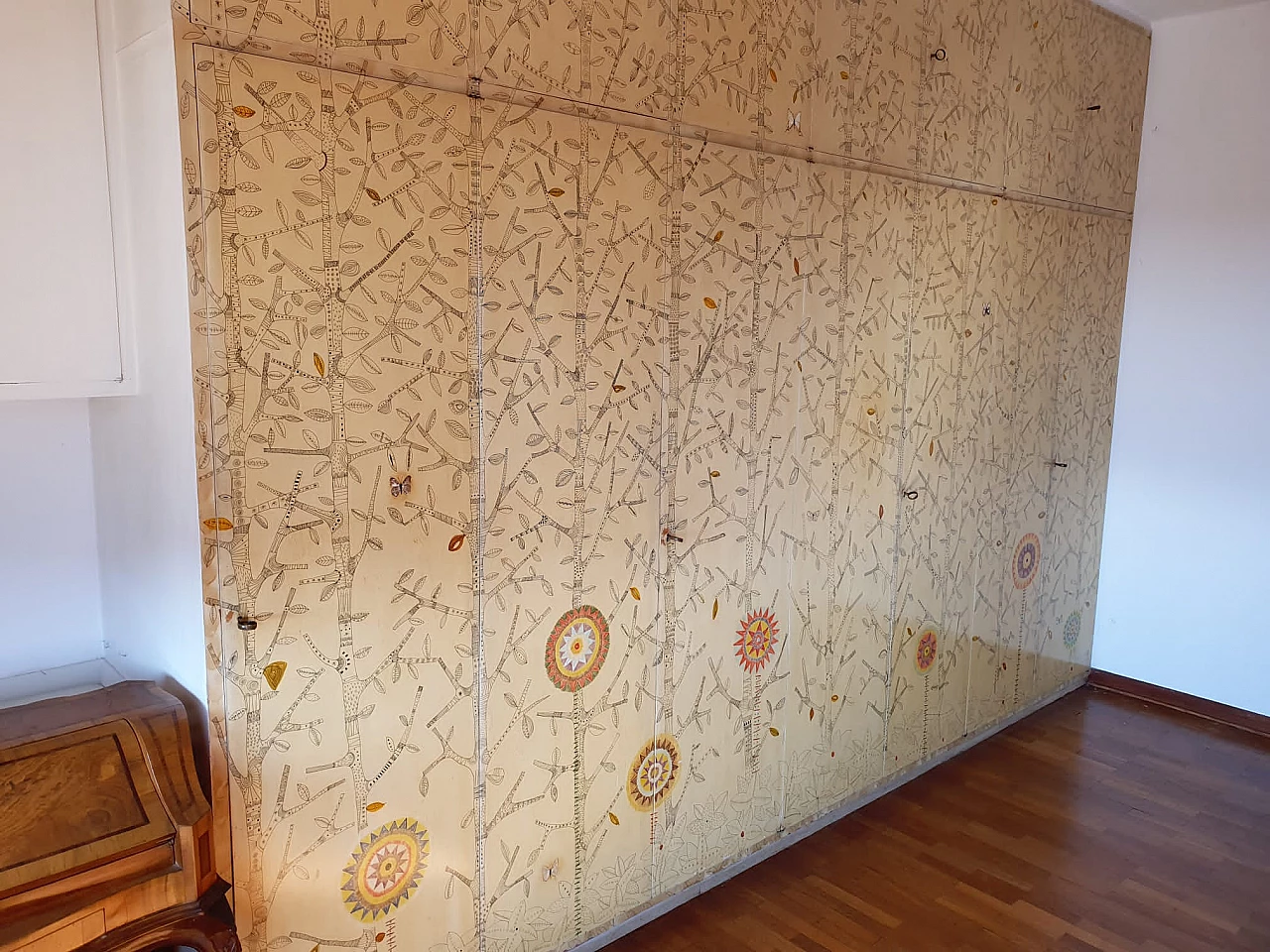 Wooden wardrobe hand-painted by Gianmaria Potenza, 1958 1