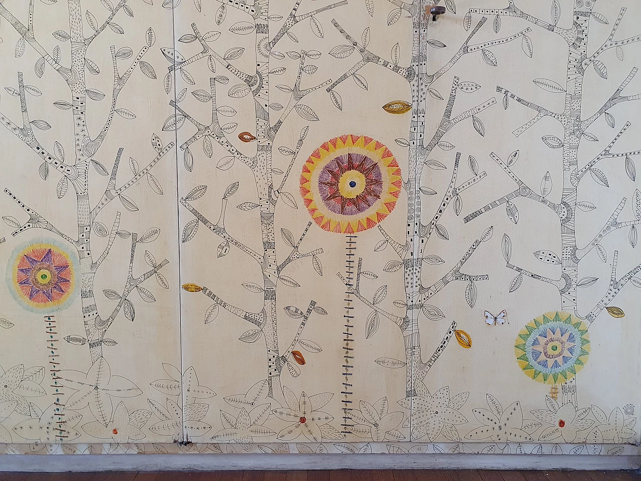 Wooden wardrobe hand-painted by Gianmaria Potenza, 1958 2