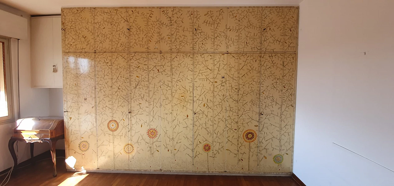 Wooden wardrobe hand-painted by Gianmaria Potenza, 1958 5