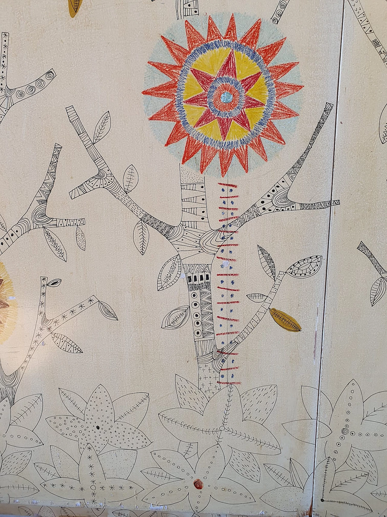 Wooden wardrobe hand-painted by Gianmaria Potenza, 1958 6