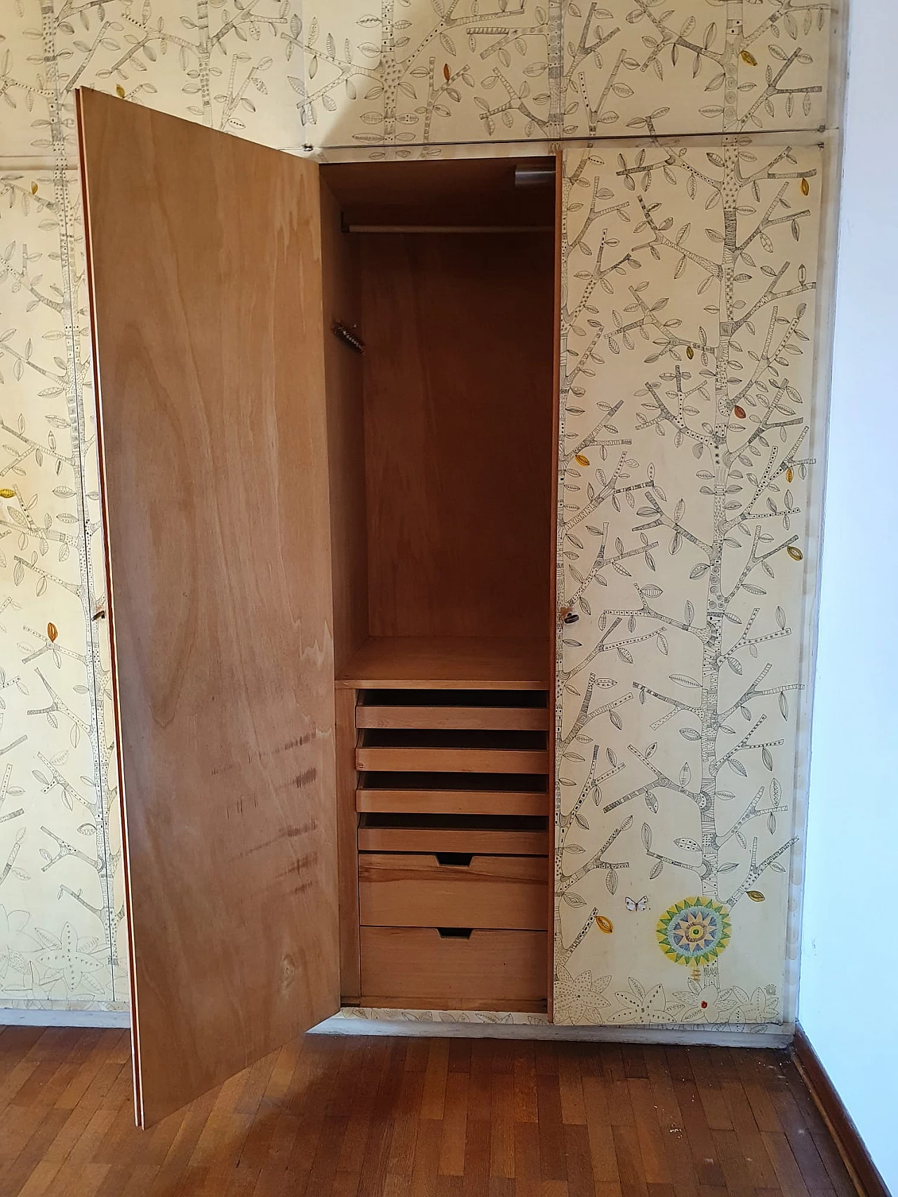 Wooden wardrobe hand-painted by Gianmaria Potenza, 1958 7