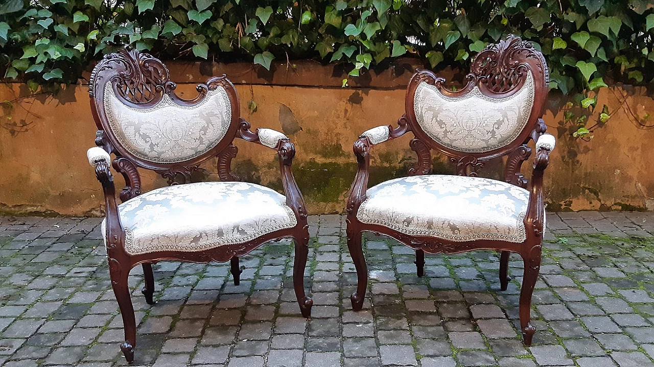 Mahogany Art Nouveau sofa and pair of armchairs, early 20th century 2