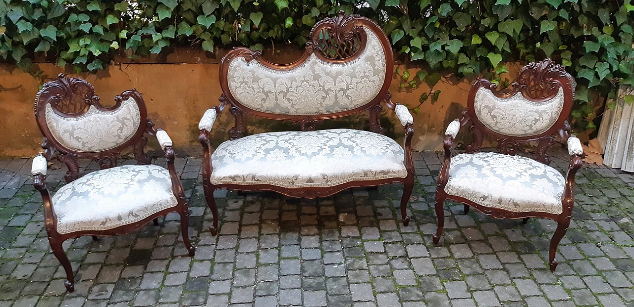 Mahogany Art Nouveau sofa and pair of armchairs, early 20th century 9