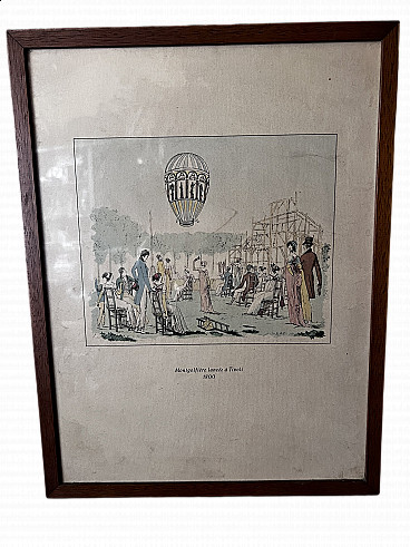 Montgolfière lancée à Tivoli 1800, print, 1950s