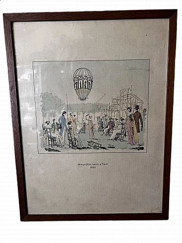 Montgolfière lancée à Tivoli 1800, print, 1950s