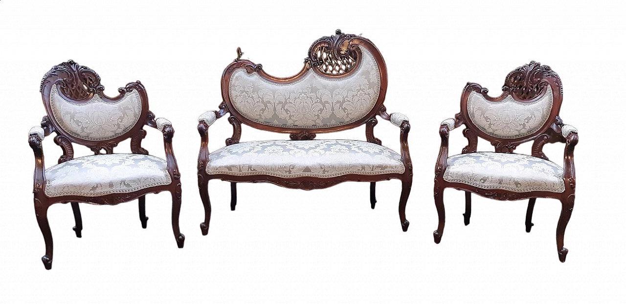 Mahogany Art Nouveau sofa and pair of armchairs, early 20th century 11