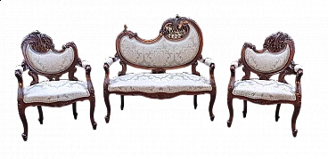 Mahogany Art Nouveau sofa and pair of armchairs, early 20th century