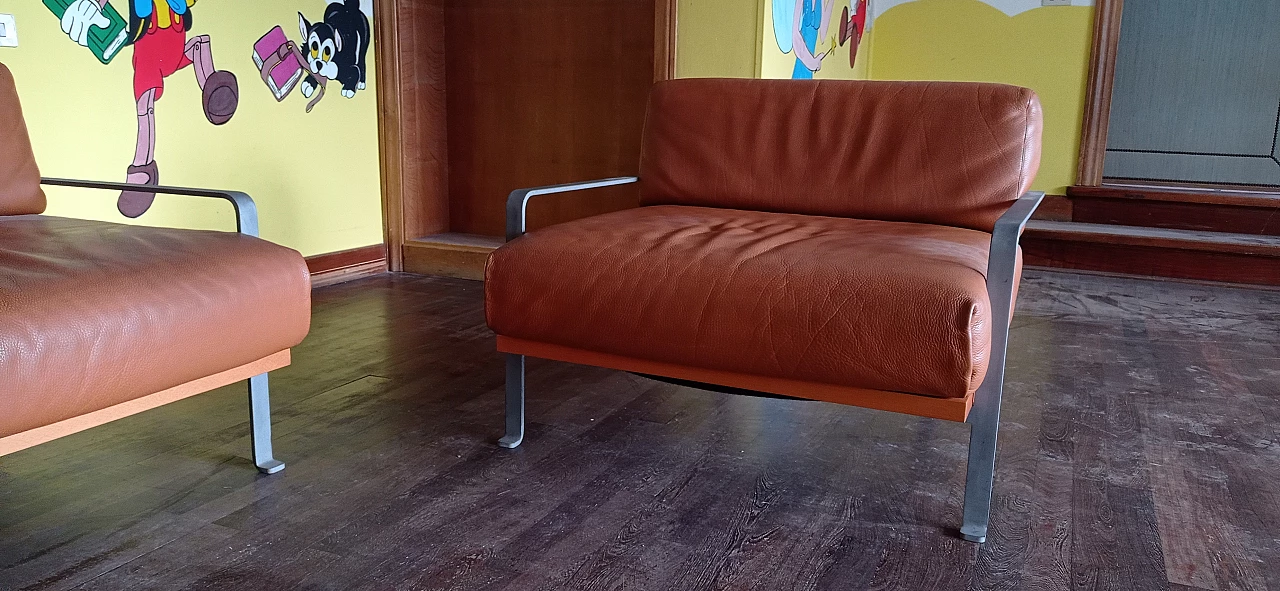 Divano a due posti e poltrona Razius in pelle di Matteo Grassi 1880, anni '2000 64