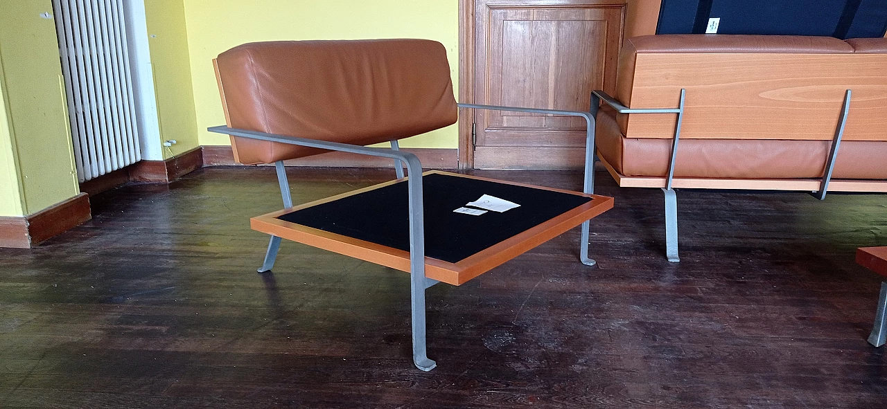 Divano a due posti e poltrona Razius in pelle di Matteo Grassi 1880, anni '2000 125