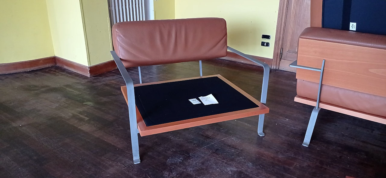 Divano a due posti e poltrona Razius in pelle di Matteo Grassi 1880, anni '2000 126