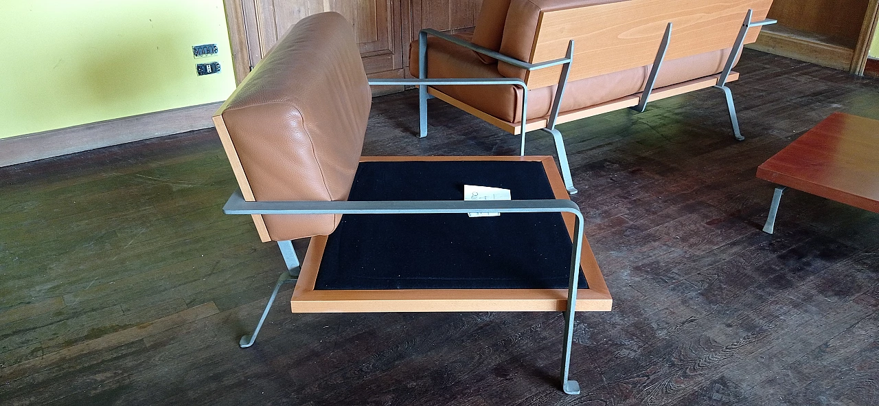 Divano a due posti e poltrona Razius in pelle di Matteo Grassi 1880, anni '2000 127