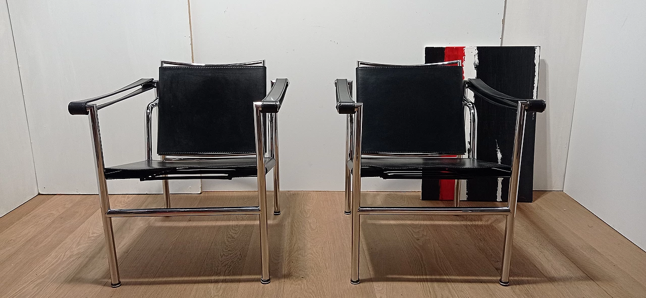 Pair of LC1 armchairs by Le Corbusier, Jeanneret and Perriand for MDF Italia, 1980s 1