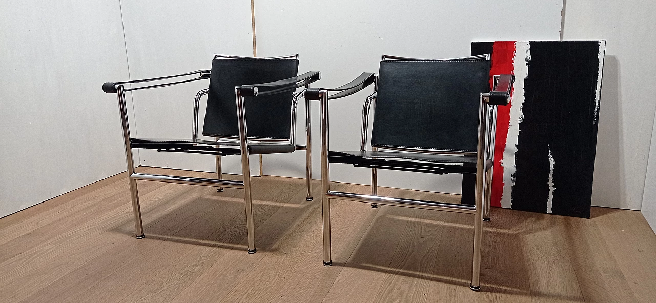 Pair of LC1 armchairs by Le Corbusier, Jeanneret and Perriand for MDF Italia, 1980s 2