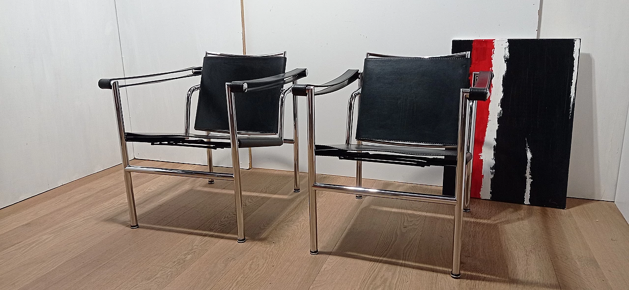 Coppia di poltrone LC1 di Le Corbusier, Jeanneret e Perriand per MDF Italia, anni '80 2