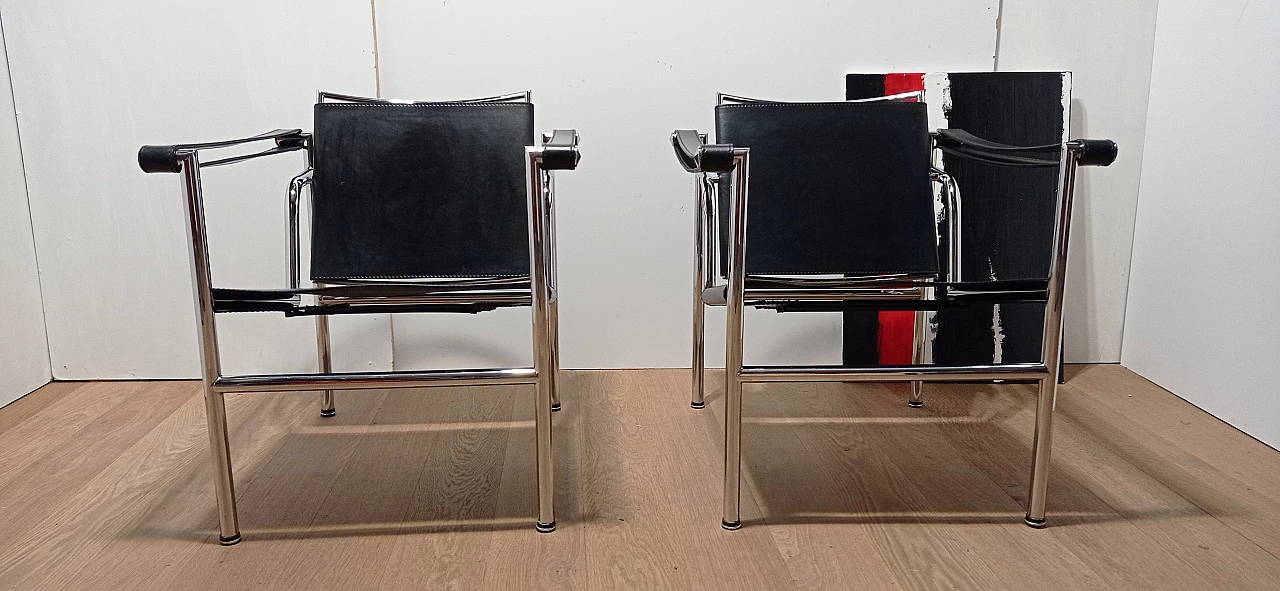 Pair of LC1 armchairs by Le Corbusier, Jeanneret and Perriand for MDF Italia, 1980s 4