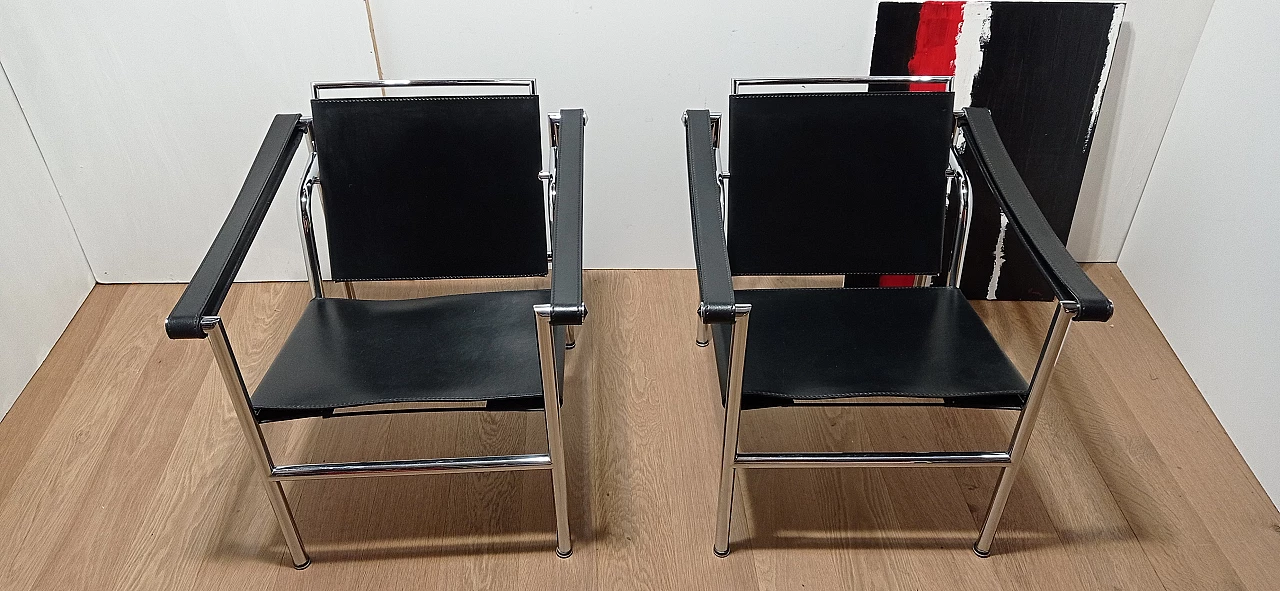 Pair of LC1 armchairs by Le Corbusier, Jeanneret and Perriand for MDF Italia, 1980s 5