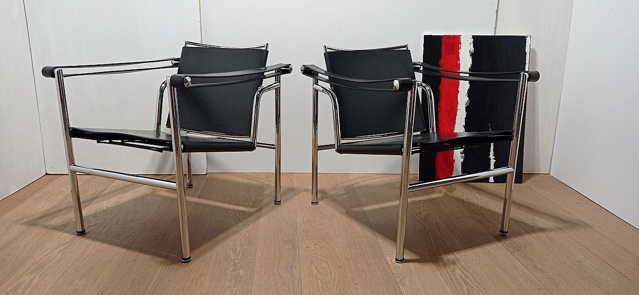 Pair of LC1 armchairs by Le Corbusier, Jeanneret and Perriand for MDF Italia, 1980s 23