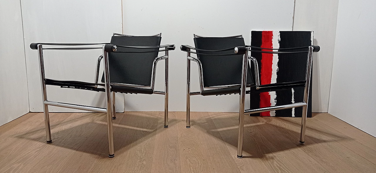 Coppia di poltrone LC1 di Le Corbusier, Jeanneret e Perriand per MDF Italia, anni '80 24