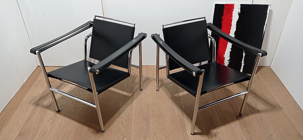 Pair of LC1 armchairs by Le Corbusier, Jeanneret and Perriand for MDF Italia, 1980s 25