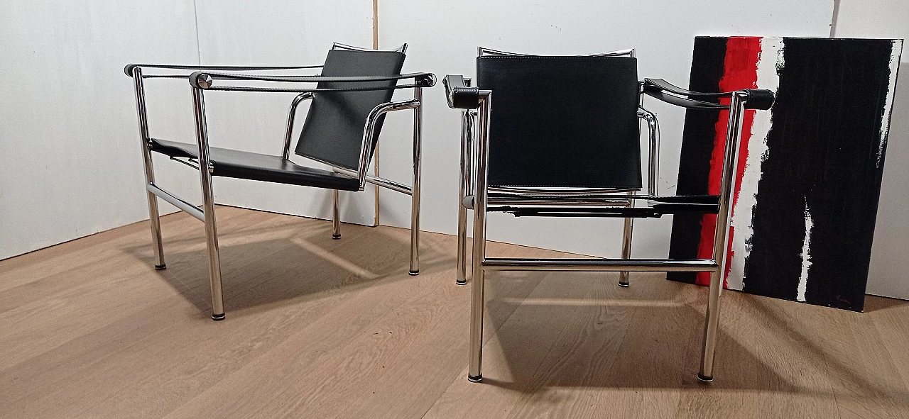 Coppia di poltrone LC1 di Le Corbusier, Jeanneret e Perriand per MDF Italia, anni '80 28