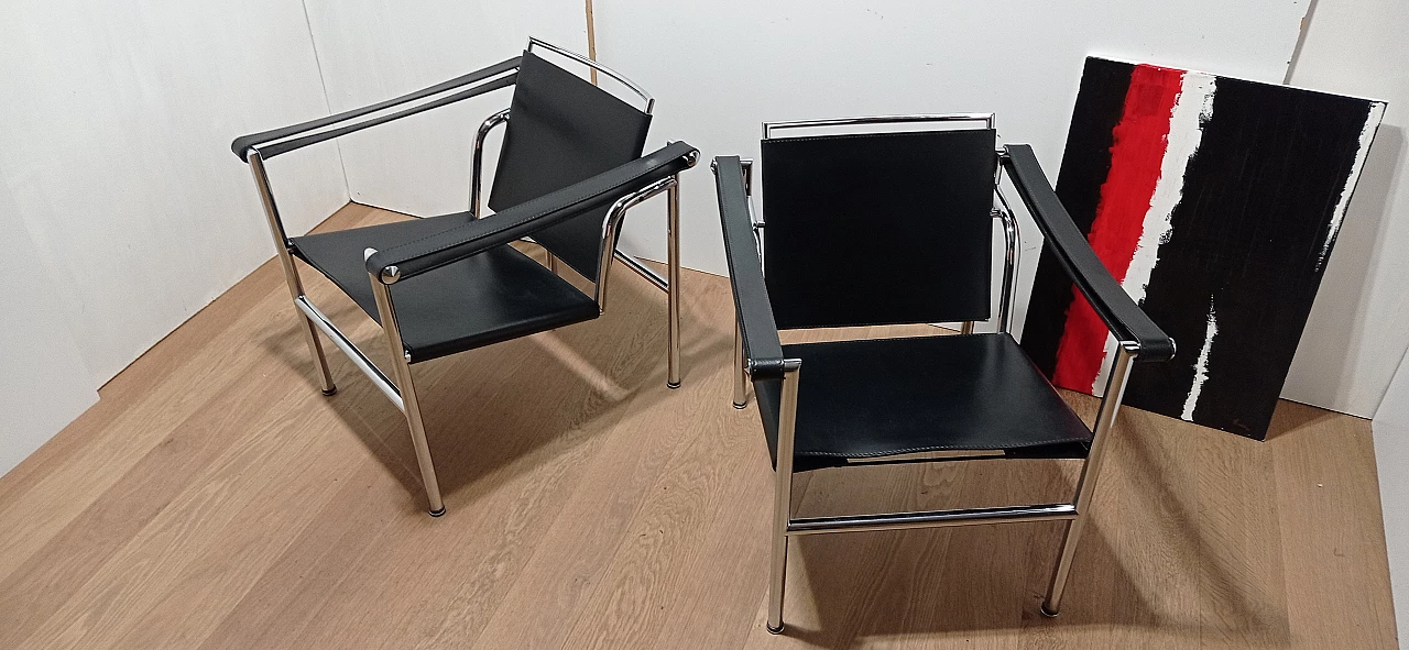 Coppia di poltrone LC1 di Le Corbusier, Jeanneret e Perriand per MDF Italia, anni '80 29