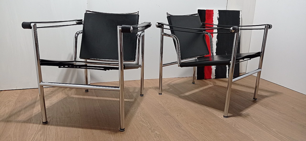 Pair of LC1 armchairs by Le Corbusier, Jeanneret and Perriand for MDF Italia, 1980s 31