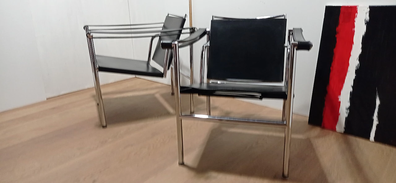 Pair of LC1 armchairs by Le Corbusier, Jeanneret and Perriand for MDF Italia, 1980s 38