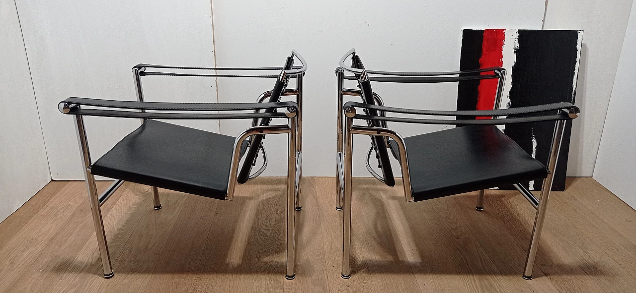 Pair of LC1 armchairs by Le Corbusier, Jeanneret and Perriand for MDF Italia, 1980s 77