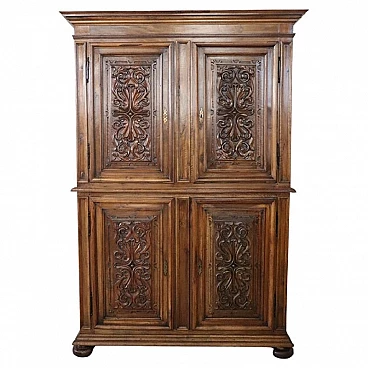 Solid walnut sideboard with carvings, second half of the 19th century