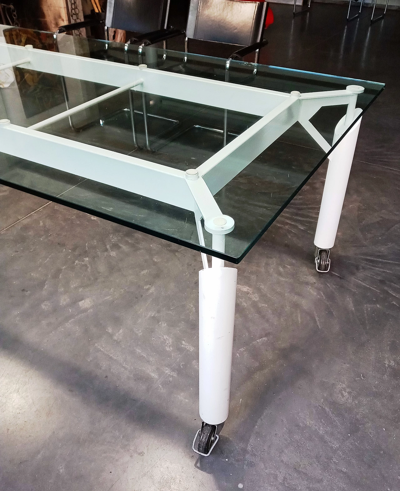 Meeting table with iron base and crystal top, 1980s 5