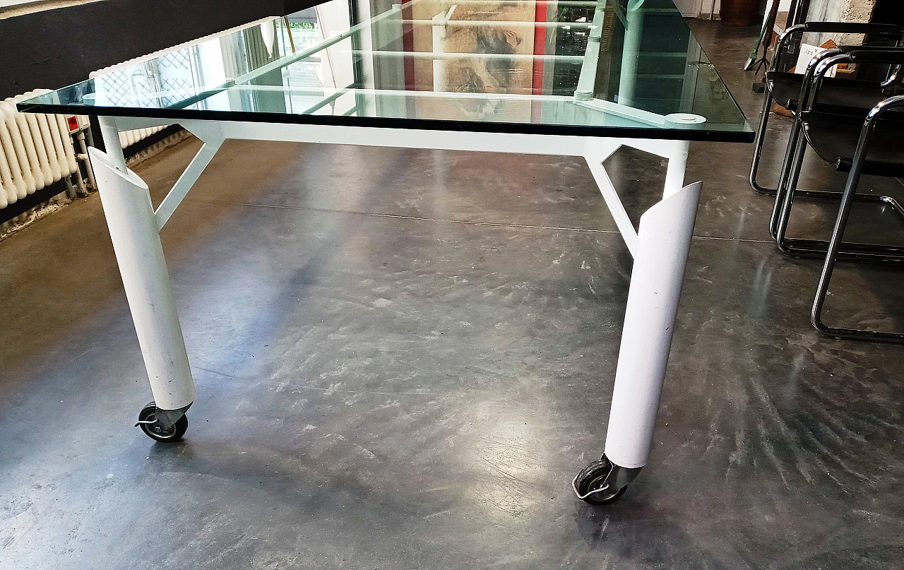 Meeting table with iron base and crystal top, 1980s 9