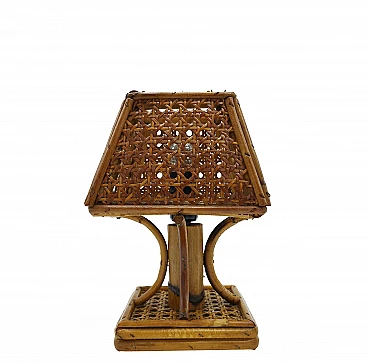 Rattan and bamboo table lamp, 1960s