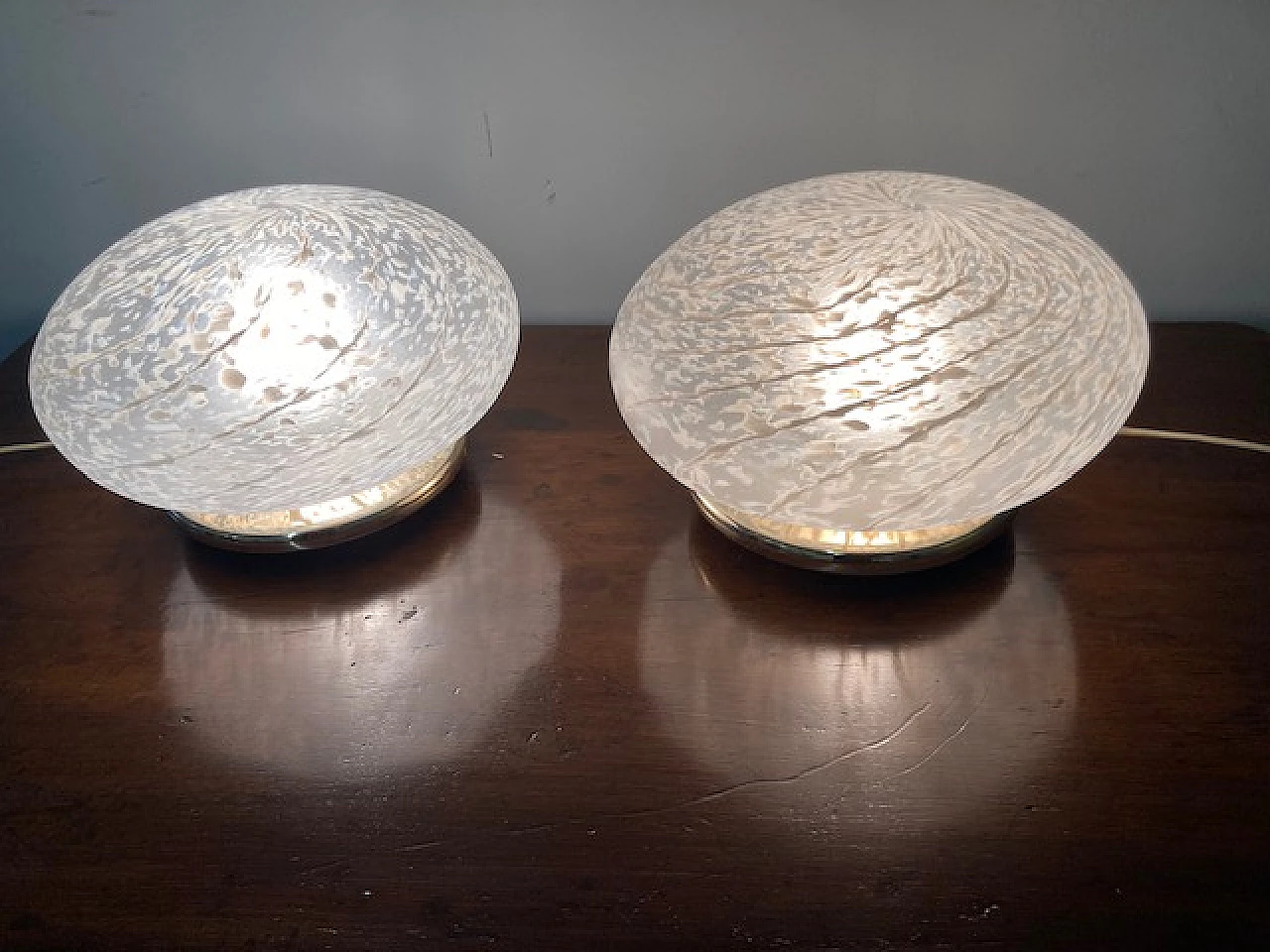 Coppia di lampade da tavolo in vetro di Murano, anni '70 1