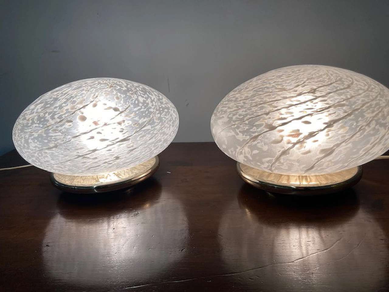 Coppia di lampade da tavolo in vetro di Murano, anni '70 7
