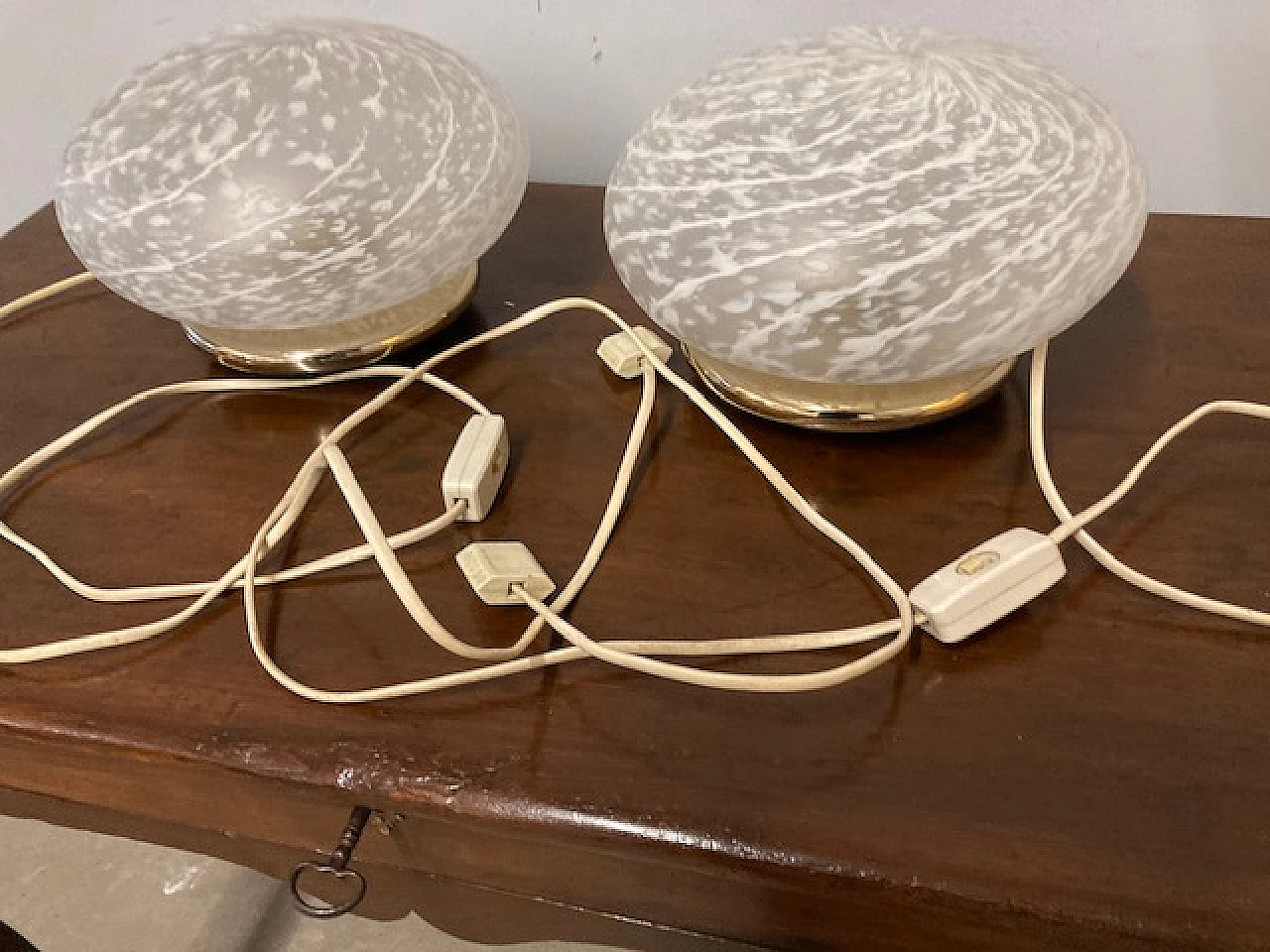 Coppia di lampade da tavolo in vetro di Murano, anni '70 12