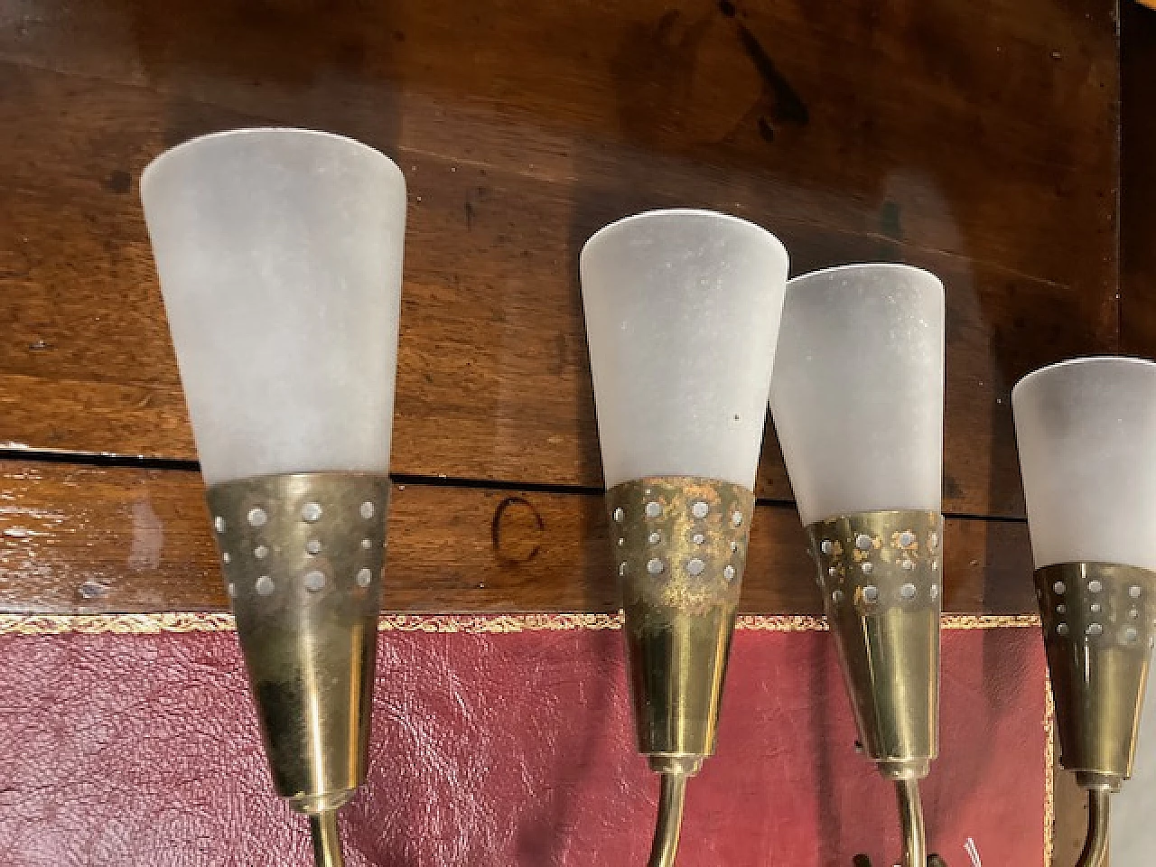 Pair of metal and glass wall lights by Oscar Torlasco, 1950s 2