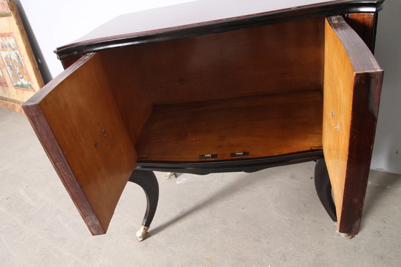 Pair of rosewood bedside tables with burgundy glass top, 1950s 9