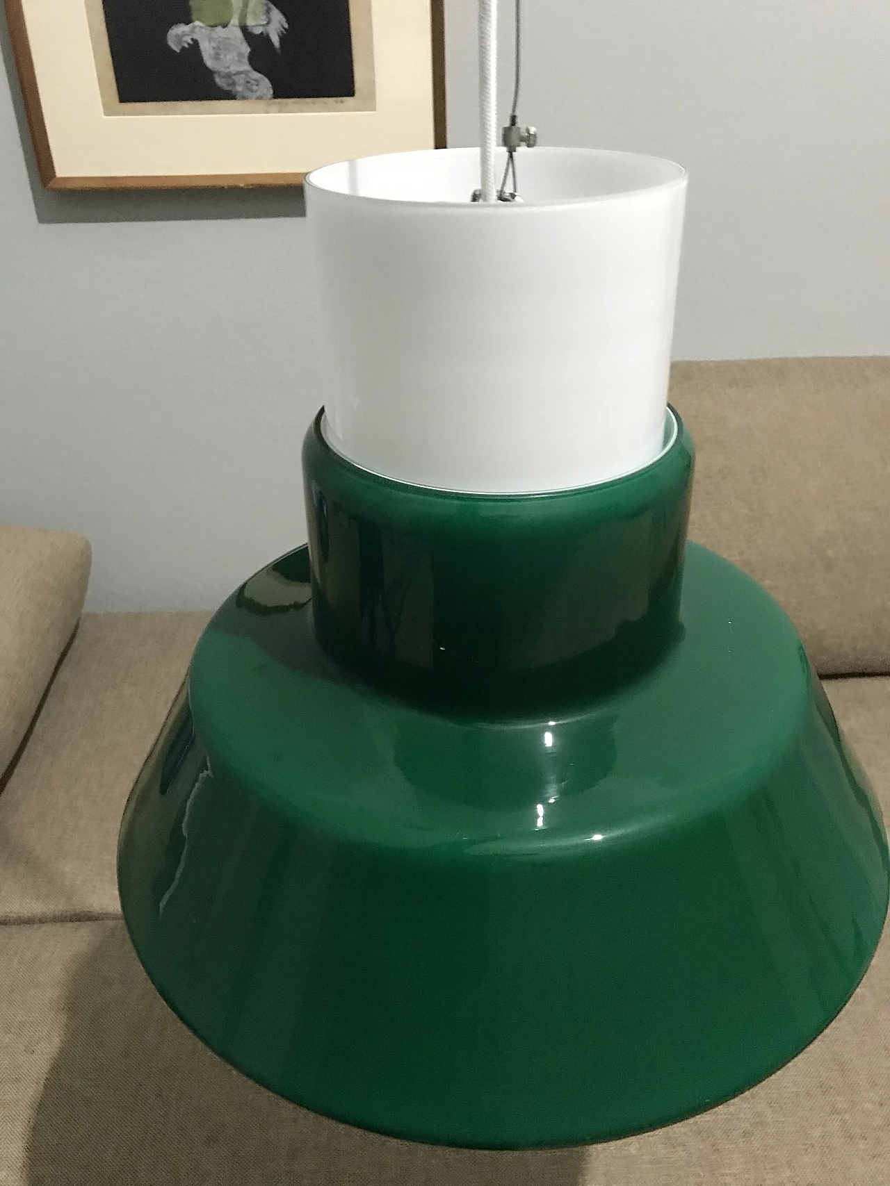 Lampadario in vetro di Lumiere, anni '60 9