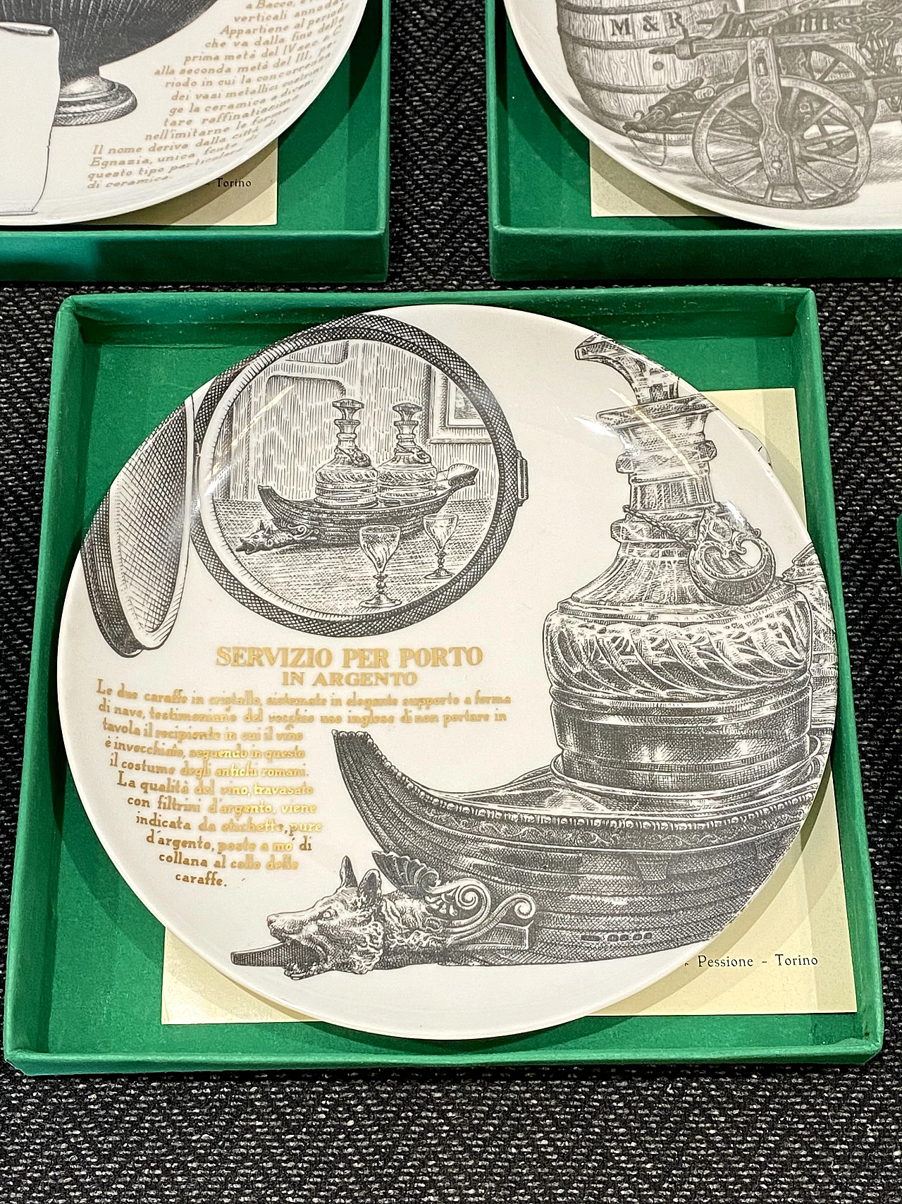 5 Plates by Piero Fornasetti for Martini & Rossi, 1960s 3