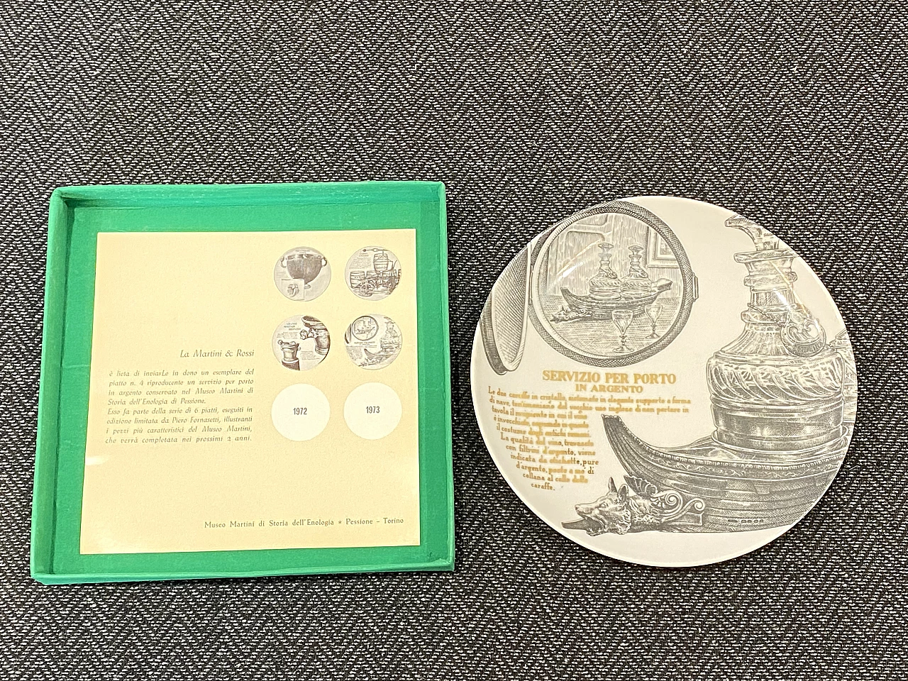 5 Plates by Piero Fornasetti for Martini & Rossi, 1960s 10