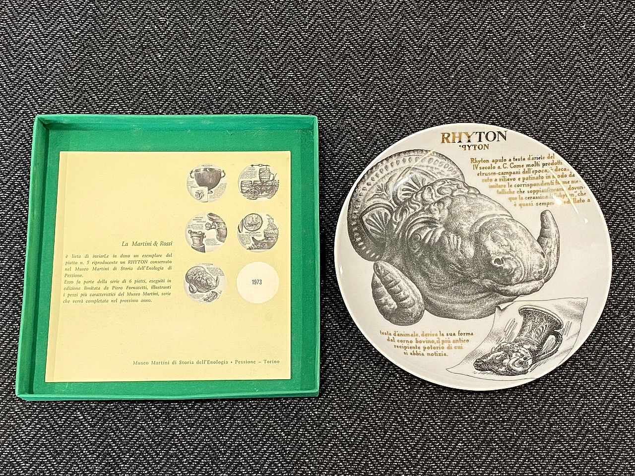 5 Plates by Piero Fornasetti for Martini & Rossi, 1960s 11