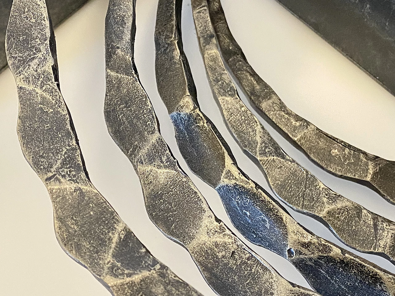 Brutalist wrought iron and glass wall lamp, 1960s 8