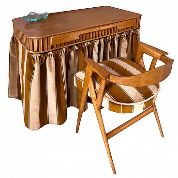 Tavolo da toeletta in acero con poltrona di Vittorio Dassi, anni '50