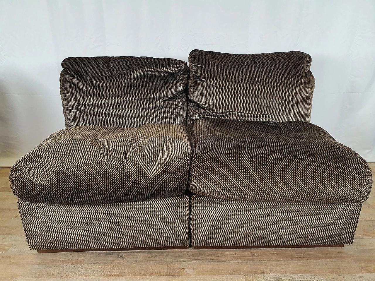 Brown fabric five-seater modular sofa, 1960s 3